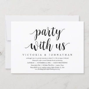 Invitación Fiesta con nosotros, cena de boda fuga de novios b