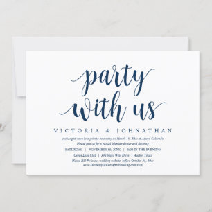 Invitación Fiesta con nosotros, cena de boda íntima baile En