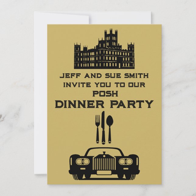 Invitación Fiesta con tema de Downton Abbey (Anverso)
