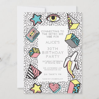 Invitación Fiesta con Tema de la Era Retro de los 90