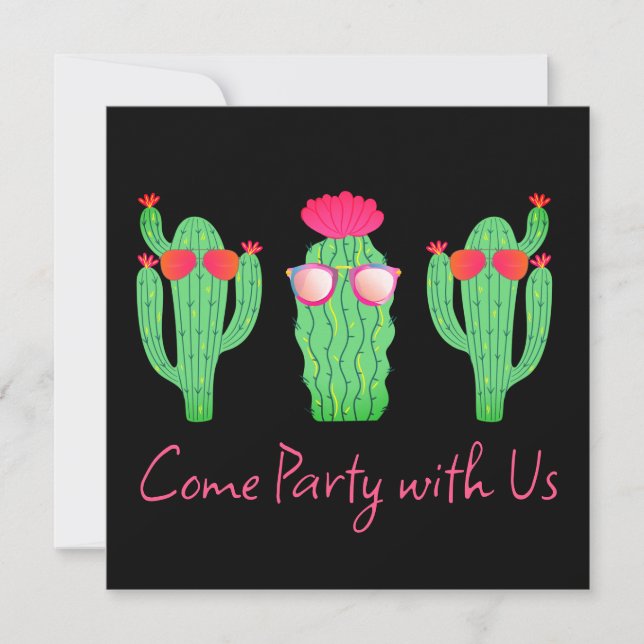 Invitación Fiesta con tema occidental de Cactus (Anverso)