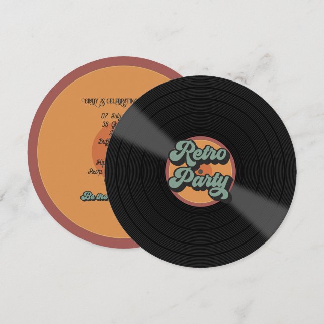 Invitación Fiesta con tema retro personalizada (Anverso / Reverso)