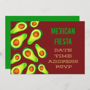 Invitación Fiesta con temática mexicana Fiesta guacamole avoc