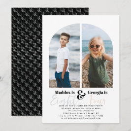 Invitación Fiesta Conjunta | Cumpleaños Simple de 2 Fotos