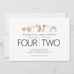 Invitación Fiesta conjunta de cumpleaños - Tema de Unicorn