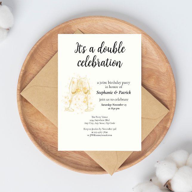 Invitación Fiesta Conjunta de Doble Celebración de Champán El (Subido por el creador)