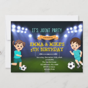 Invitación Fiesta conjunto de chica masculino de fútbol