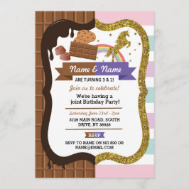 Invitación Fiesta conjunto de chocolate y unicornio CUALQUIER