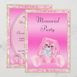 Invitación Fiesta conmemorativa de conejito orejas caídas ros