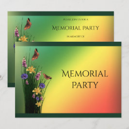 Invitación Fiesta conmemorativa de ramo de hierba y mariposas