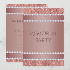 Invitación Fiesta conmemorativa de rosa dorado y diamante bri