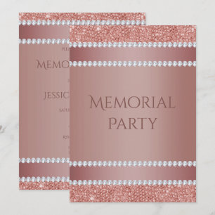Invitación Fiesta conmemorativa de rosa dorado y diamante bri