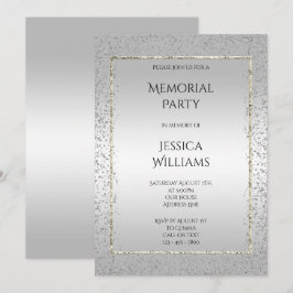 Invitación Fiesta conmemorativa elegante de plata con confeti