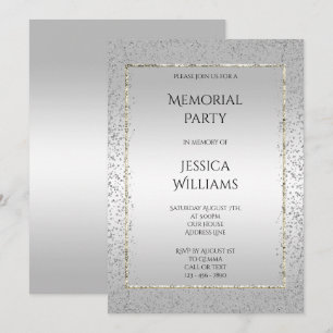 Invitación Fiesta conmemorativa elegante de plata con confeti