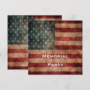 Invitación Fiesta conmemorativa Vintage Grunge USA Stars & St