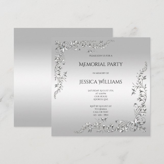 Invitación Fiesta conmemorativo de la decoración plateada (Anverso / Reverso)