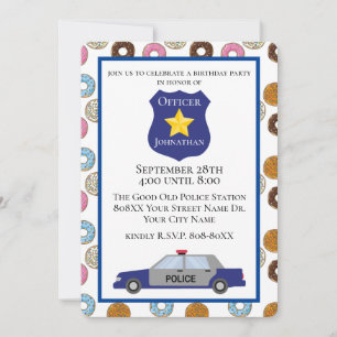 Invitación Fiesta Cop con donuts