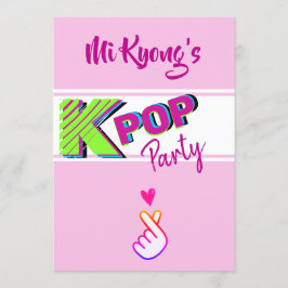 Invitación Fiesta Corazón de Mano K-pop coreano