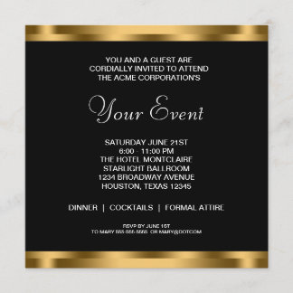 Invitación Fiesta corporativa de corbata negra de oro blanco