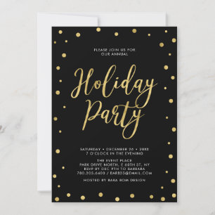 Invitación Fiesta Corporativa de Navidad Chic Dorado y Negro 
