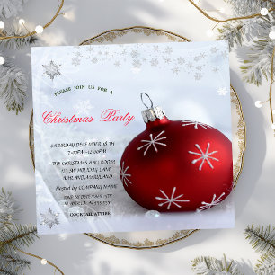 Invitación Fiesta Corporativa de Navidad Copos de Nieve Bola