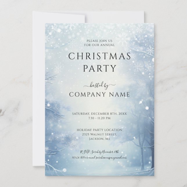 Invitación Fiesta corporativa de Navidad de invierno (Anverso)