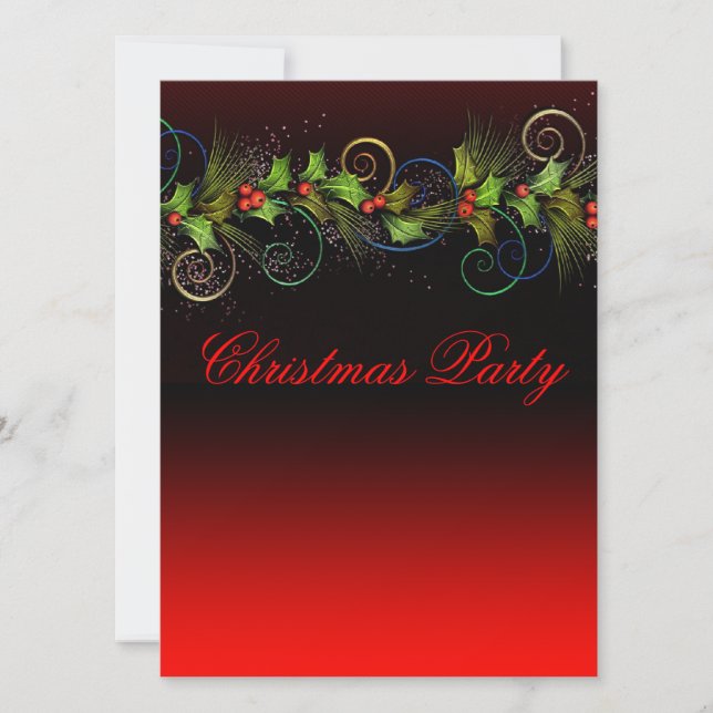 Invitación Fiesta Corporativa de Navidad Dramática de Acebo R (Anverso)