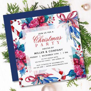 Invitación Fiesta Corporativa de Navidad Floral Acuarela