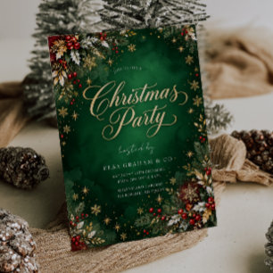 Invitación Fiesta Corporativa de Navidad Verde Brillante Fest