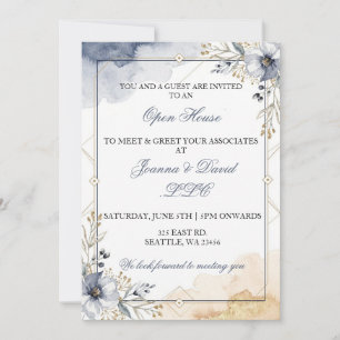 Invitación Fiesta corporativa de negocios azul floral elegant