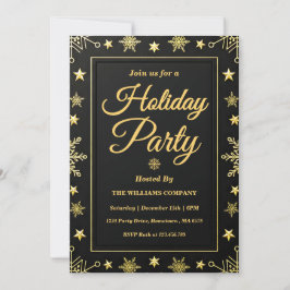 Invitación Fiesta Corporativa de Vacaciones de Oro Elegante