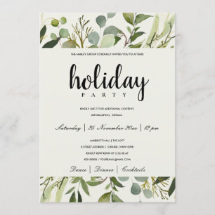 INVITACIÓN FIESTA CORPORATIVA DE VACACIONES DE ORO VERDE HOJA