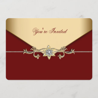 Invitación Fiesta Corporativa Roja y Dorada