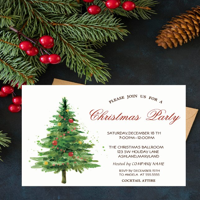 Invitación Fiesta corporativo de Árbol de Navidad acuático (Subido por el creador)