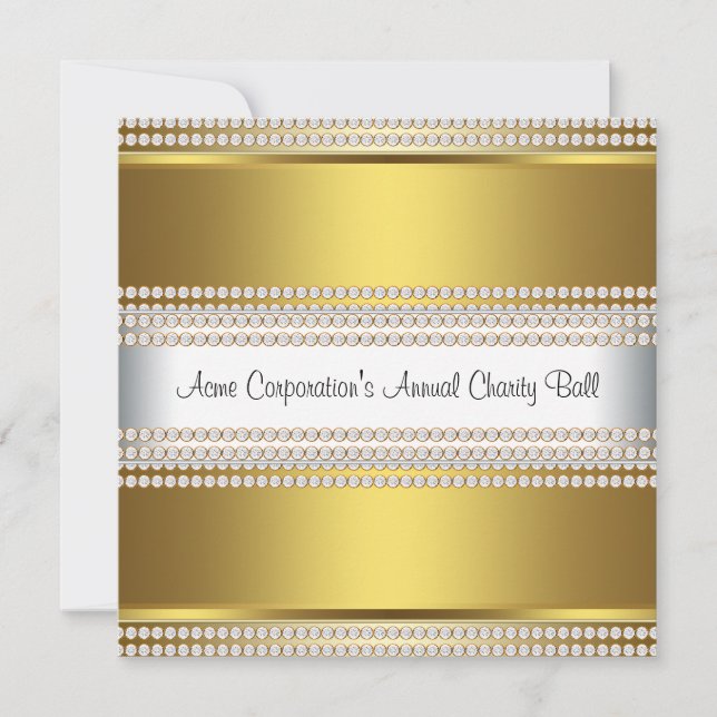 Invitación Fiesta corporativo de marcas de oro y blanco negro (Anverso)