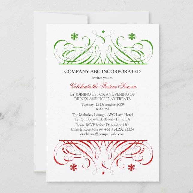 Invitación Fiesta corporativo de navidades (Anverso)