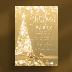 Invitación Fiesta corporativo de oro del árbol de Navidad mod