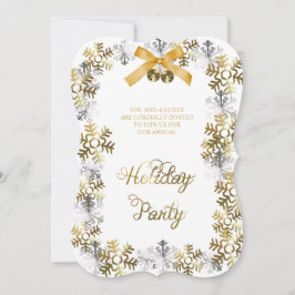 Invitación Fiesta corporativo elegante y blanco con copo de n