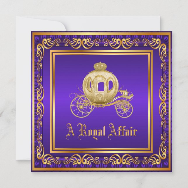 Invitación Fiesta corporativo Purple Gold Royal Birday Shower (Anverso)