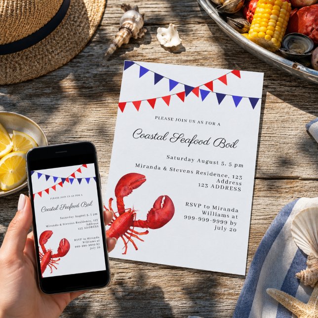 Invitación Fiesta costera de mariscos (Subido por el creador)