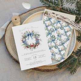 Invitación Fiesta Costera de Navidad Azul Coquette Nauti o Bo
