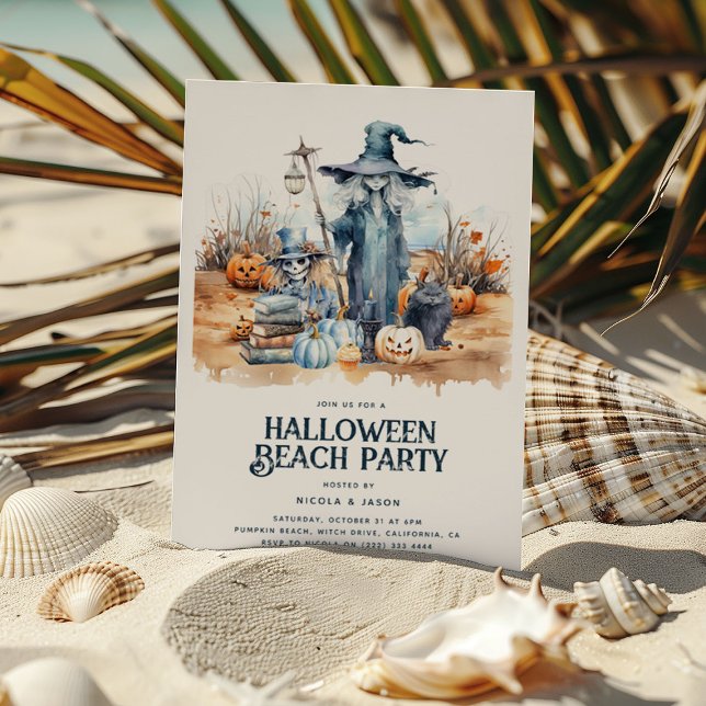 Invitación Fiesta costero de la playa de Halloween (Subido por el creador)