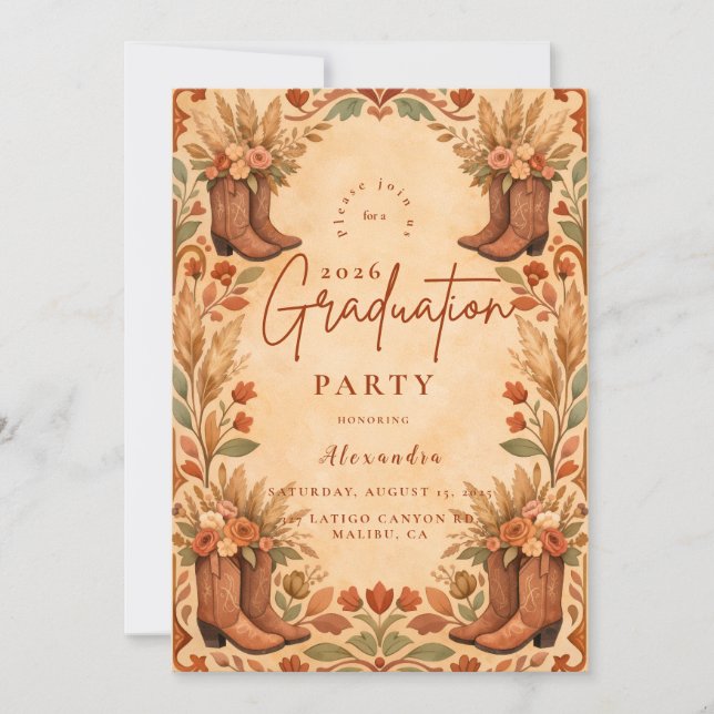 Invitación Fiesta Country de Flores Silvestres del Oeste (Anverso)
