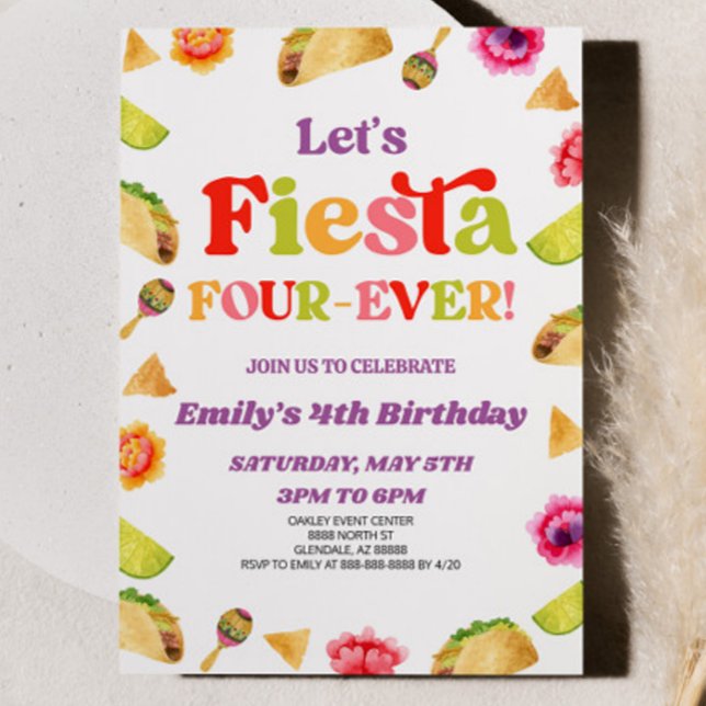Invitación Fiesta cuatro veces Taco cuarto Fiesta de cumpleañ (Subido por el creador)