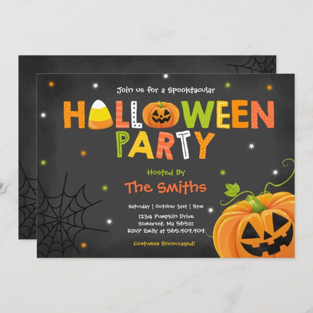 Invitación Fiesta Cuesta Halloween fiesta Spooktacular Hallow (Anverso / Reverso)