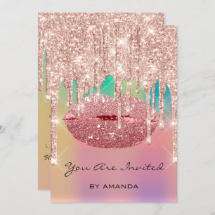 Invitación Fiesta Cumpleaños 16º Rosa de los labios de beso P