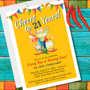 Invitación Fiesta Cumpleaños 21 Salud por 21 Años Moderno