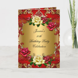 Invitación Fiesta Cumpleaños 50 Años Rosa Dorada E