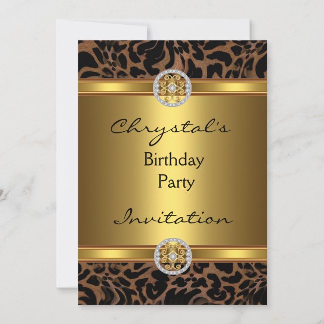 Invitación Fiesta Cumpleaños Animal Salvaje Joya D (Anverso)