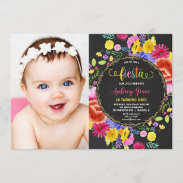 Invitación Fiesta cumpleaños chica acuarelas florales foto